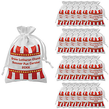 4" x 6" Personalized Mini Carnival Satin Drawstring Bags - 24 Pc.