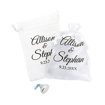 4" x 6" Personalized Mini Names Satin Drawstring Bags - 24 Pc.