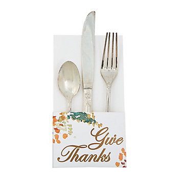 4" x 7 1/2" Fall Give Thanks Cardstock Silverware Holders &#8211; 12 Pc.  
