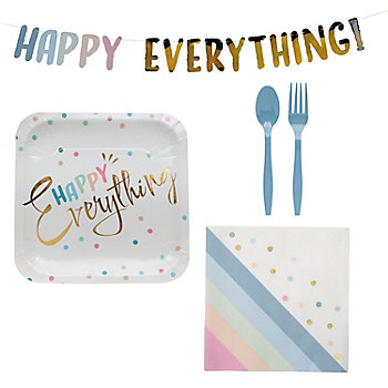 41 Pc. Happy Everything Party Disposable Tableware Kit for 8 Guests