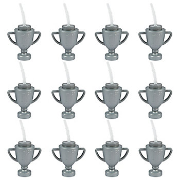 5 1/2" 14 oz. Trophy Reusable BPA-Free Plastic Cups with Lids & Straws - 12 Ct.