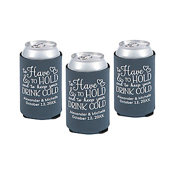 5 1/4" Bulk 48 Pc. Charcoal Personalized To Have & To Hold Premium Can Coolers 