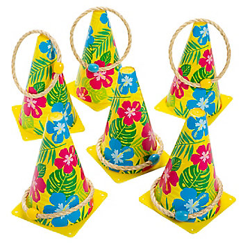 5 1/4" x 8" Luau Plastic Multicolor Cone Ring Toss Game