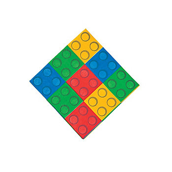 5" Color Brick Building Block Party Paper Beverage Napkins - 16 Ct.