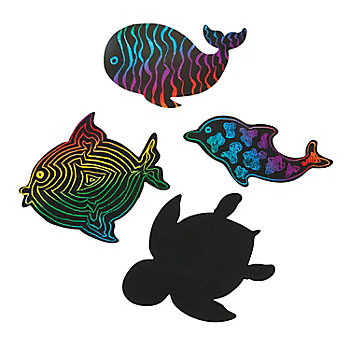 5" Magic Color Scratch Sea Life Cardstock Shapes &#8211; 24 Pc.