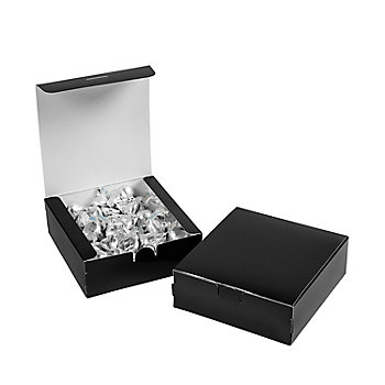 5" x 4 1/2" x 2" Black Square Cardstock Party Favor Boxes - 12 Pc.