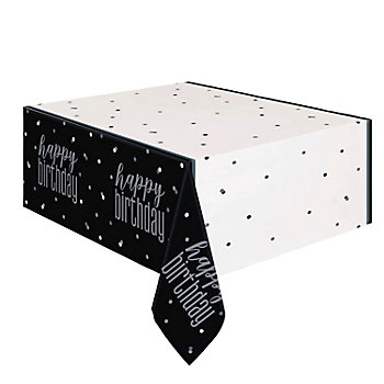 50" x 84" Glitz Party Black Disposable Plastic Tablecloth