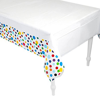 54" x 108" Bright Polka Dot Plastic Tablecloth