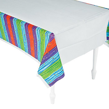 54" x 108" Celebrate! Multicolor Confetti Disposable Plastic Tablecloth