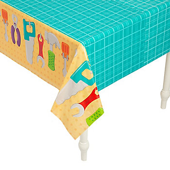 54" x 108" Little Handyman Plastic Tablecloth