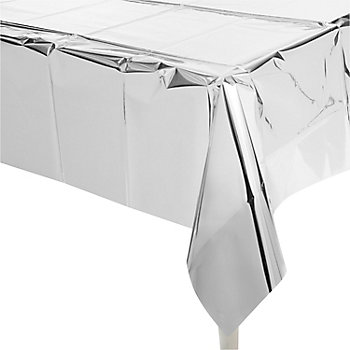 54" x 108" Metallic Silver Rectangle Disposable Foil Tablecloth