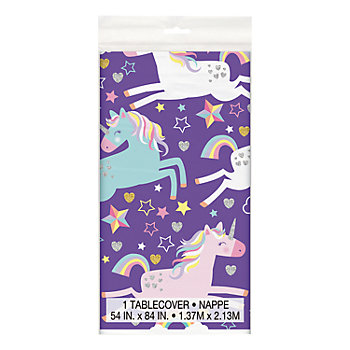 54" x 84" Unicorn Birthday Plastic Tablecloth