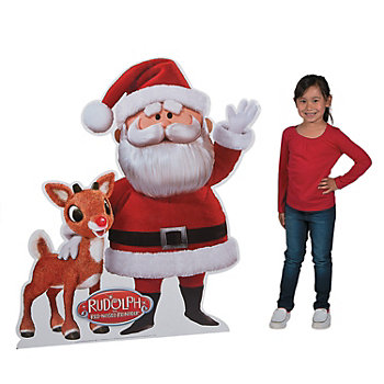 57 1/4" Santa & Rudolph the Red-Nosed Reindeer&#174; Life-Size Cardboard Cutout Stand-Up