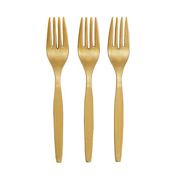 6 1/2" Bulk 50 Ct. Metallic Gold Disposable Plastic Forks