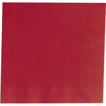 6 1/2" Bulk 50 Ct. Red Disposable Paper Luncheon Napkins