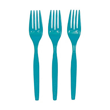 6 1/2" Bulk 50 Ct. Turquoise Disposable Plastic Forks