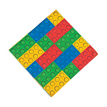 6 1/2" Color Brick Building Block Party Paper Luncheon Napkins - 16 Ct.