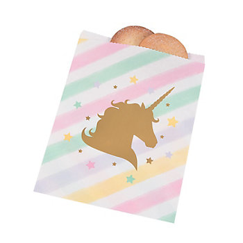 6 1/2" x 8 3/4" Small Sparkle Unicorn Paper Treat Bags - 10 Pc.
