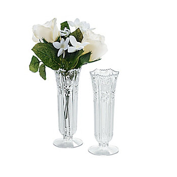 6" Clear Patterned Plastic Bud Vases - 12 Pc.