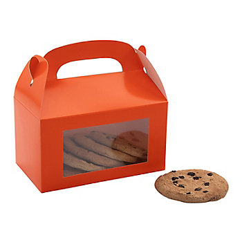 6" x 7" Orange Cardstock Treat Boxes with Display Window - 12 Pc.