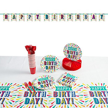 67 Pc. Birthday Burst Party Tableware Kit for 8 Guests