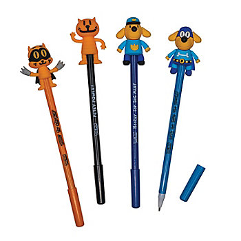 7 1/2" Dog Man&#8482; Pens with Character Toppers - 12 Pc.