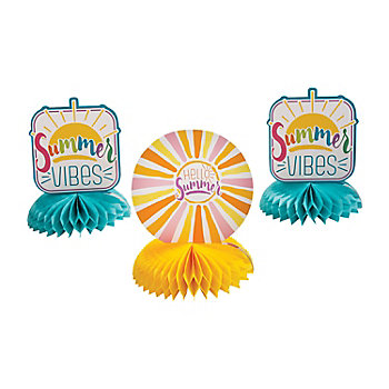 7 1/2" x 9" Summer Party Honeycomb Centerpieces Set - 3 Pc.