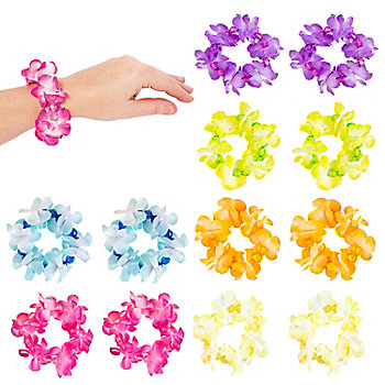 7" circ. Beaded Polyester Lei Bracelets - 12 Pc.
