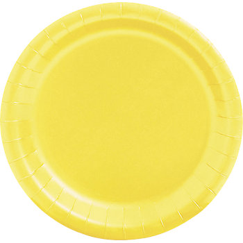 7" Mimosa Yellow Round Disposable Paper Dessert Plates - 24 Ct.