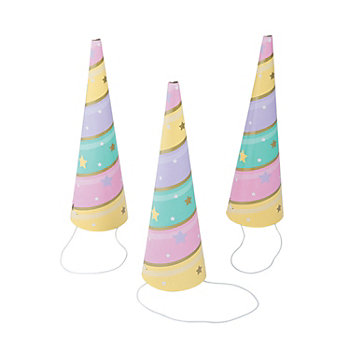 7" Pastel Sparkle Unicorn Horn Cone Party Hats &#8211; 8 Pc.  