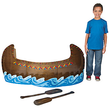 71 1/2" x 45 1/2" 3D Traditional Canoe Cardboard Cutout Stand-Up with Oars