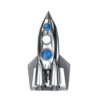 72" Metallic Rocket Ship Cardboard Cutout Stand-in Stand-Up