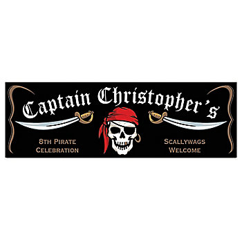 72" x 23" Personalized Medium Pirate-Themed Vinyl Banner