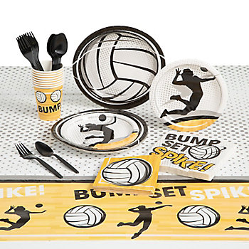 73 Pc. Volleyball Party Tableware Kit for 8 Guests