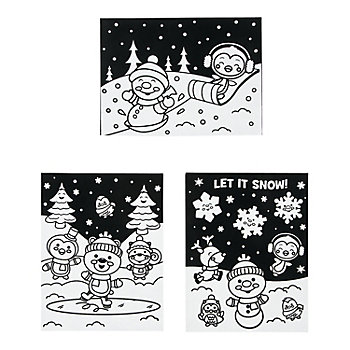 8 1/2" x 11" Color Your Own Winter Cardstock Fuzzy Posters - 24 Pc.