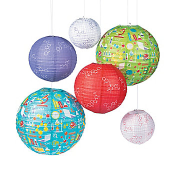 8" - 16" Science Party Hanging Paper Lanterns - 6 Pc.