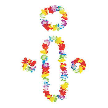8" – 40" Rainbow Luau Party Flower Polyester Lei Accessory Set – 48 Pc.
