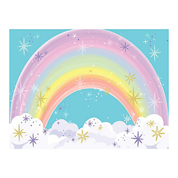 8 Ft. x 6 Ft. Pastel Rainbow with Clouds Polyester Backdrop