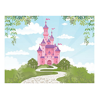 8 Ft. x 6 Ft. Princess Party Pink Castle Polyester Backdrop
