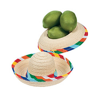 8" Mini Tabletop Woven Straw Sombreros - 12 Pc.