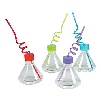 8 oz. Science Party Reusable BPA-Free Plastic Cups with Lids & Straws - 8 Ct.
