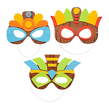 9 1/2" x 5 3/4" Bright Color Tiki Mask Foam Craft Kits - Makes 12