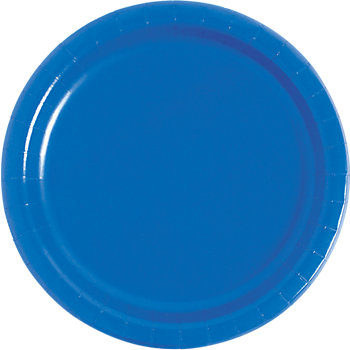 9" Cobalt Blue Round Disposable Paper Dinner Plates - 24 Ct.