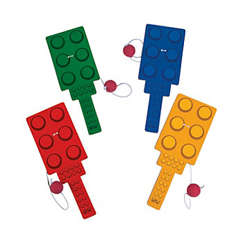 9" Color Brick Building Block Party Paddleball Games - 12 Pc.