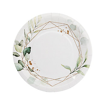 9" Eucalyptus Disposable Paper Dinner Plates - 8 Ct.