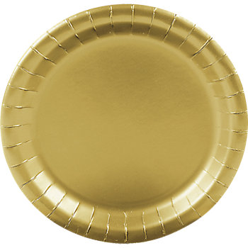9" Metallic Gold Round Disposable Paper Dinner Plates - 24 Ct.