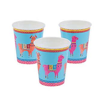 9 oz. Boho Bright Llama Disposable Paper Cups - 8 Ct.