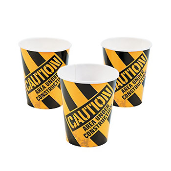 9 oz. Construction Zone Caution Stripes Disposable Paper Cups - 8 Ct.