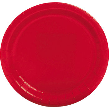 9" Red Round Disposable Paper Dinner Plates - 24 Ct.