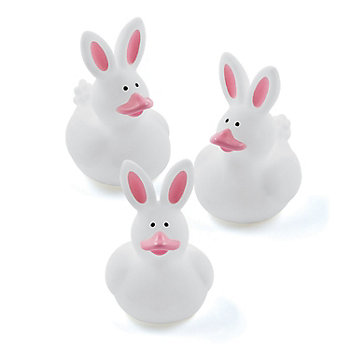 Adorable Bunny Rubber Ducks for Easter - 12 Pc. with Whimsical Design